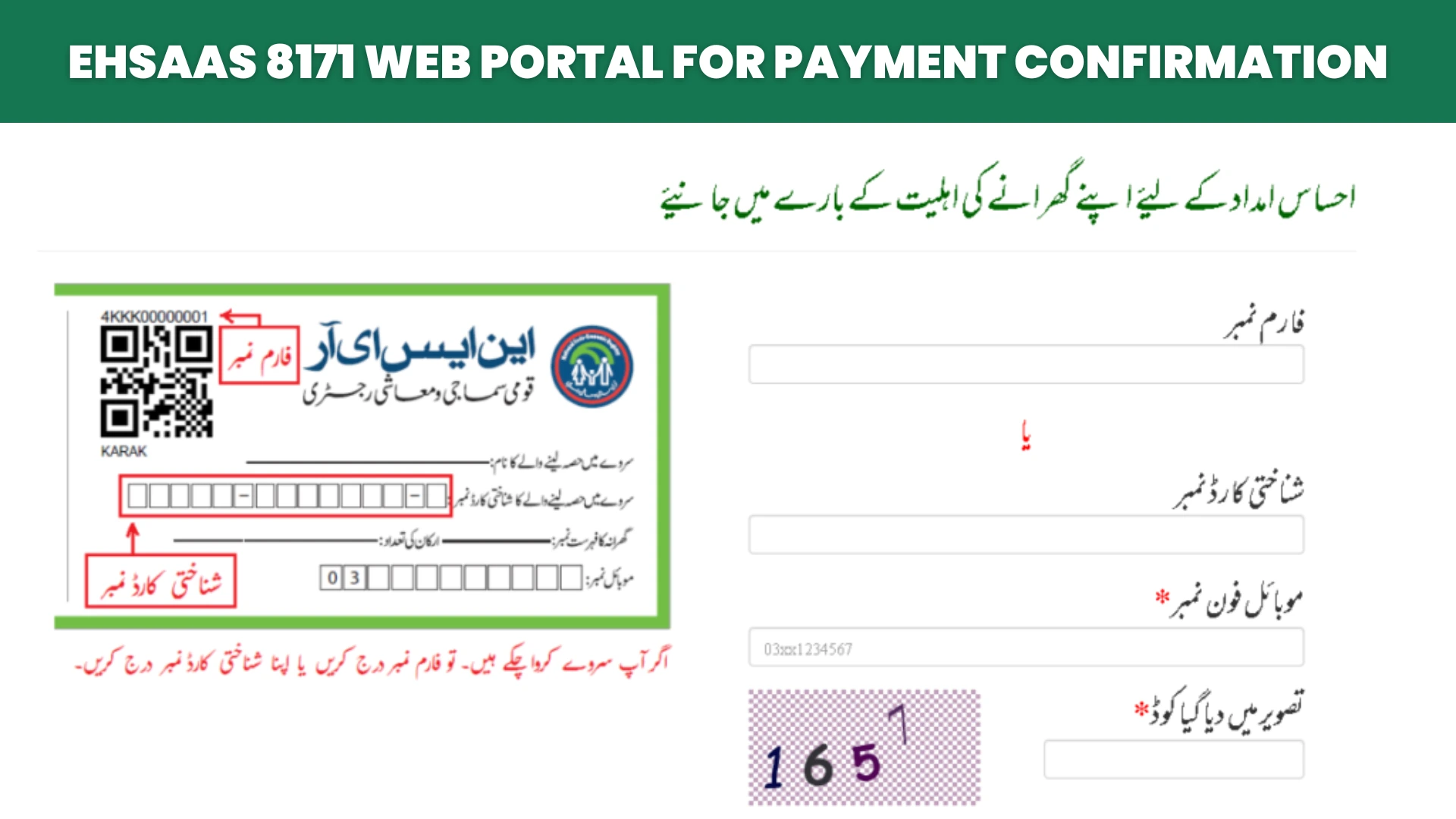 Ehsaas 8171 Web Portal for Payment Confirmation