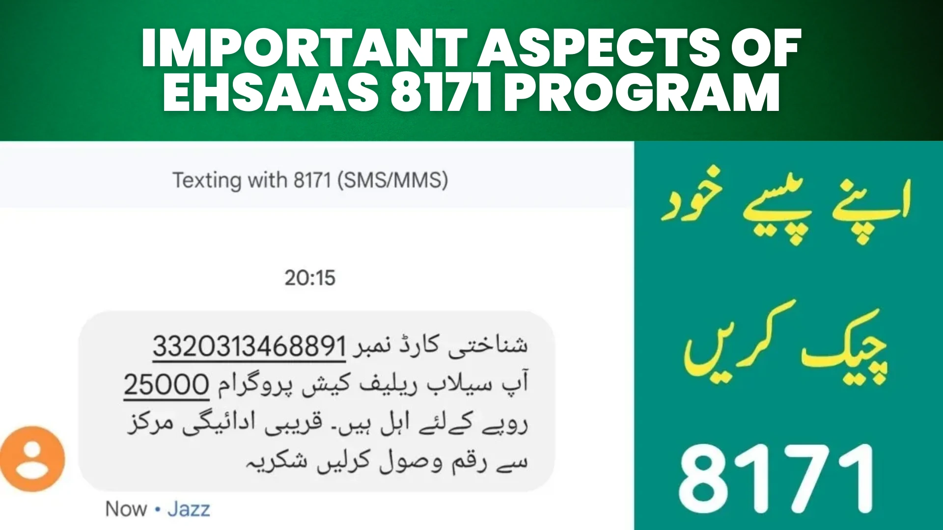 Important Aspects of Ehsaas 8171 Program