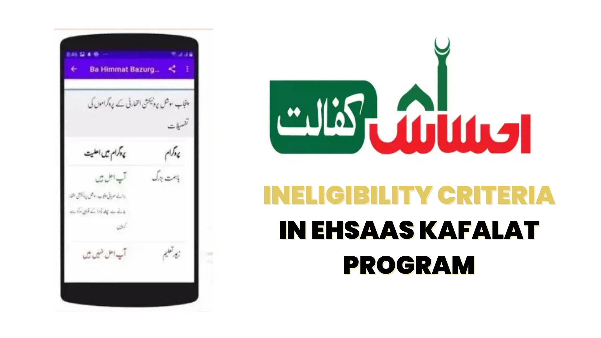 Ineligibility Criteria in Ehsaas Kafalat Program