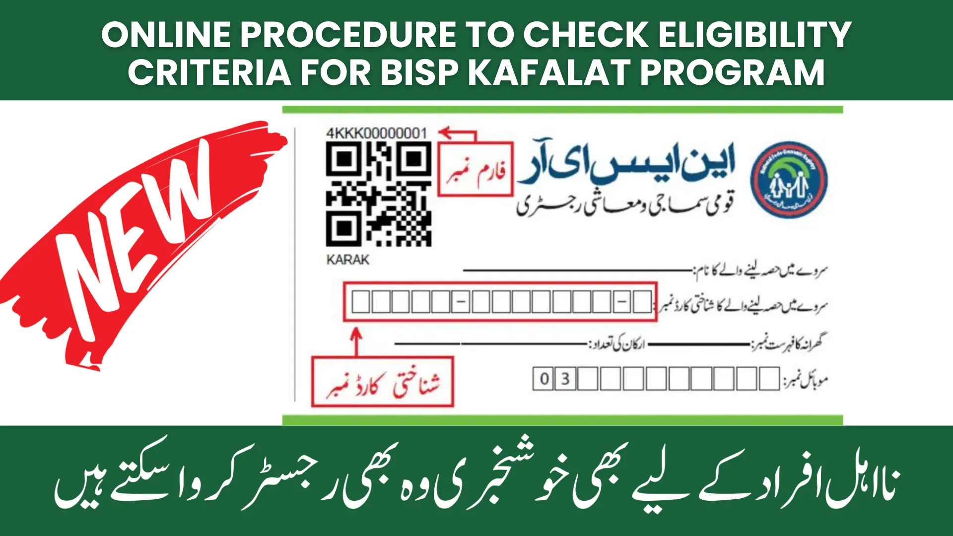 Online procedure to check Eligibility Criteria for BISP Kafalat Program