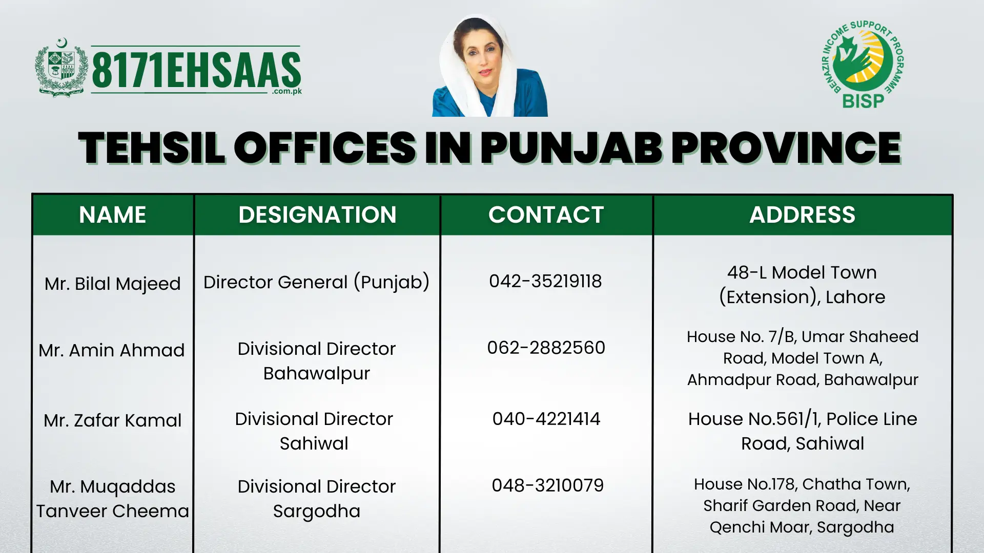 Tehsil Offices in Punjab Province