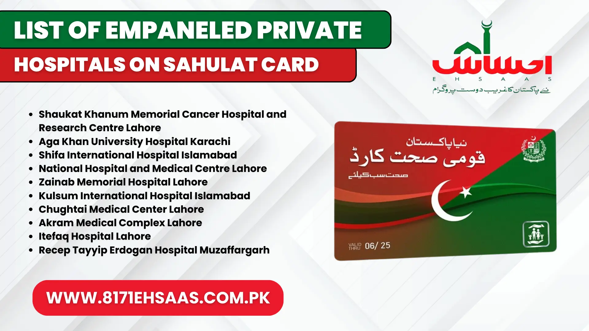 List of Empaneled Private Hospitals on Sahulat Card