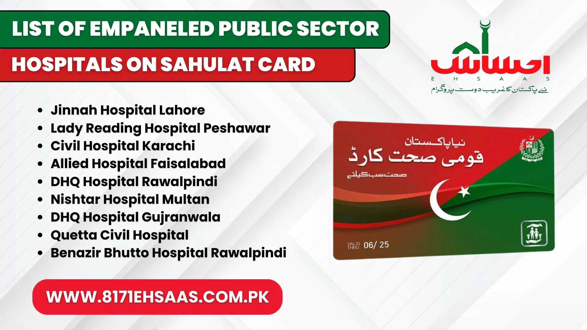 List of Empaneled Public Sector Hospitals on Sahulat Card